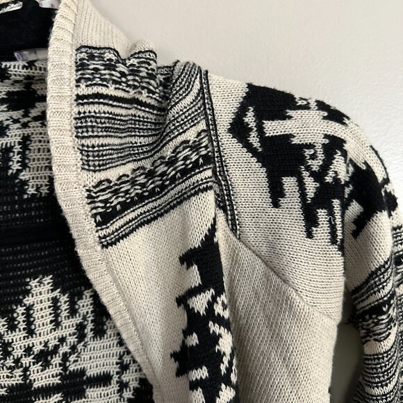 Hippie Rose Knit Cardigan Open Drape Front Geometric Print - Picture 3 of 6